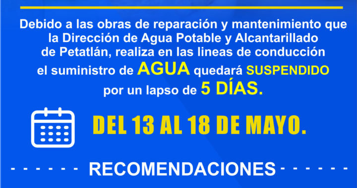 Suspenden por obra servicio de agua potable en Petatlan