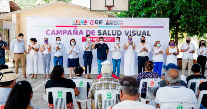 Presidente Jorge Sánchez y Lizette Tapia arrancan campaña de salud visual en Pantla