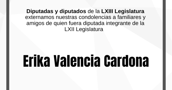 Congreso externa sus condolencias por el fallecimiento de la diputada Erika Valencia