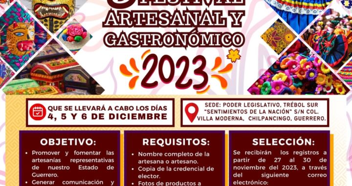 INVITA CONGRESO A PARTICIPAR EN EL TERCER FESTIVAL ARTESANAL Y GASTRONÓMICO 2023