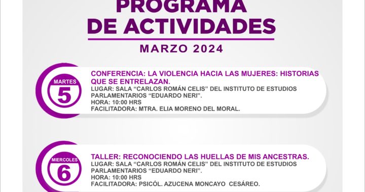 ORGANIZA EL CONGRESO SERIE DE CONFERENCIAS Y TALLERES POR EL DÍA INTERNACIONAL DE LA MUJER